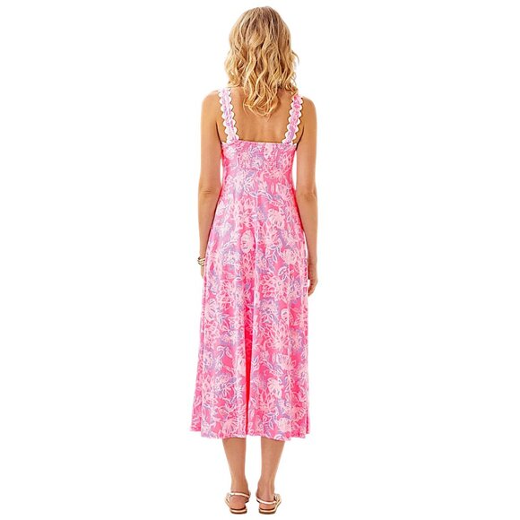 Lilly Pulitzer Dwyer Midi Dress in Rousseau Pink/Zen Garden NWT - Size X-Large - Picture 5 of 9